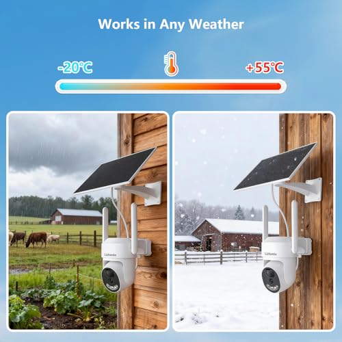 4G LTE Cellular Security Camera No WiFi Needed, Solar Powered Outdoor Security Camera with 2.5K Color Night Vision, PIR Motion Detection, Two-Way Audio, 350° PTZ, for Farm Barn Jobsite Cabin Remote
