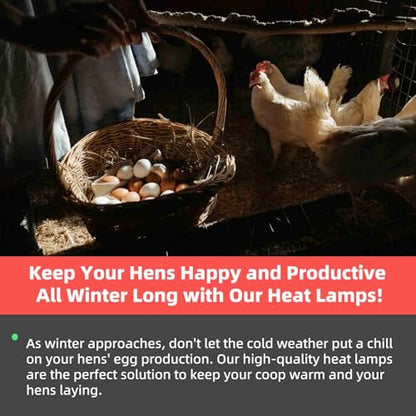 Chicken Coop Heater Inside Coop heat lamp，300 Watt Two-Stage Temperature Brooder Heater for Chicks, Duck，Poultry