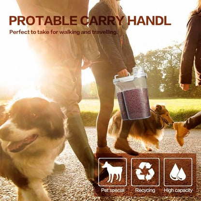 TIOVERY Dog Food Storage Container, 5-7 Lbs Airtight Pet Food Container, Cat food Container Dispenser with Portable Handle, Pouring Spout, Measuring Cup and a Collapsible bowl for Dogs Cats White/6Qt - color: White 6Qt