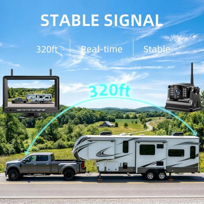 eRapta Dual Magnetic Wireless Backup Cameras - HD1080P 7” DVR Monitor, Stable Signal for RV/Trailer/Truck/Tractor/Camper/Hitch/Travel, 1-Min Install-Free, Clear Night Vision Back Up Camera (ACT702) - size: 7 inch-2 cameras