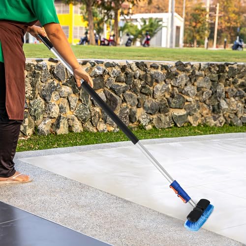 36 FT Exterior House Cleaning Brush Set with 7-30 Foot Telescoping Extension Pole, Soft Scrub Car Wash Brush, Medium Bristle Cleaning Brush and Window Squeegee & Washer - size: 30FT POLE