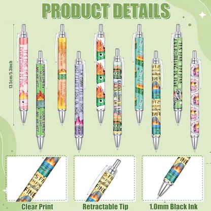 18 Pcs Dumpster Fire Desk Accessories, 9 Pads Cute Sticky Notes, 9 Kawaii Pens, 3 x 3 Inches Notepads Memo Pad for Office Supplies Meeting Students School Decor Teacher Gifts - style: Dumpster Fire