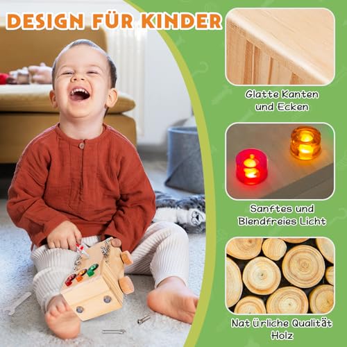Montessori Schraubendreher Brett, Montessori Busy Board Spielzeug ab 2-6 Jahr, Montessori Activity Board Holzspielzeug Motorikspielzeug Lernspielzeug für Babys Kleinkinder Jungen Mädchen