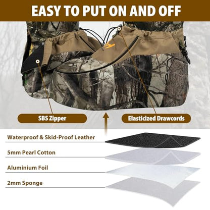 Insulated Boot Covers, 600D Durable Cold Weather Insulators with Water-Resistant PU Leather, Non-Slip Boot Covers for Hunting, Fishing, Camping, and Outdoor Activities (Next Camo) - size: Medium