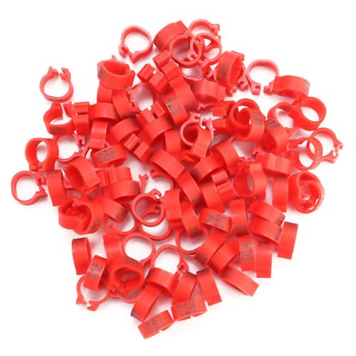 Pigeons Leg Bands, Numbered Pigeons Foot Rings, Birds Tag Leg Bands Clip for Quail, Dove, Lovebirds, Finch and Small Poultry (Red) - color: Red