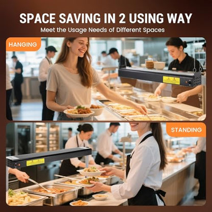 36-Inch Food Heat Lamp, 1000W Commercial Food Warmer Lamp Electric Strip Heater Overhead Stainless Steel Heat Lamps for Buffet Restaurant Parties Catering, Black 115V - color: Black, size: 36 Inch