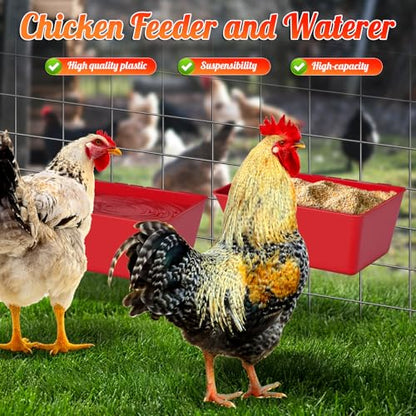4 Pack Chicken Cage Cup 2.5 Quart Hanging Chicken Feeder | Chicken Waterer Trough,Hanging Fence Cage Feed Trough for Poultry Livestock,for Duck Goose Rabbit Duck Pigeon Bird Quail Pet