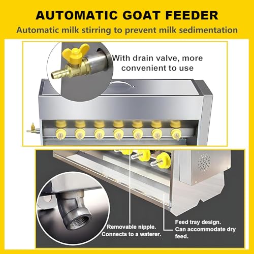 Stainless Steel Piglet Lactation Feeder, with Sound Source, Automatic Stirring Little Pig Milk Feeding Machine, for Lambs and Small Cattle, Prevent Piglet from Running Around 10 Nipples - size: 10 Nipples