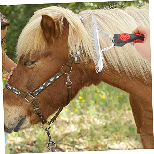 Healifty Durable Horse Fur Cleaning Comb with Rubber and Materials Resistant Grooming Rake and Livestock Stable Design for Shedding and Dirt Removal