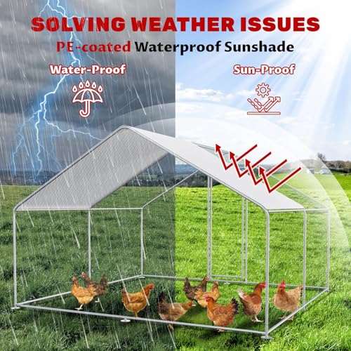 Large Metal Chicken Coop Walk-in Poultry Cage Chicken Run Pen Rabbit Duck House with Waterproof and Anti-UV Cover for Outdoor Farm Use - color: 2-Unit Coop