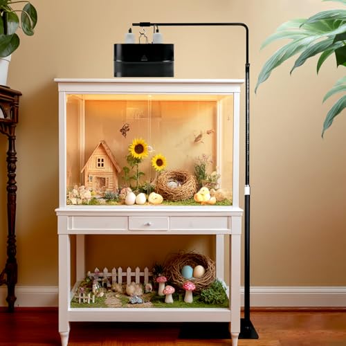 Reptile Heat Lamp Stand 27inch-67inch with 360°Adjustable Swing Arm,Reptile Light Stand Hanging Lamp Holder for Bearded Dragon,Turtle,Snake,Chicks Terrarium - size: 27-67inch