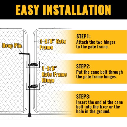 VIVIDA Chain Link Gate Drop Rod 1-3/8" x 32", Black Cane Bolts Drop Rod Pin Latch for Single or Double Gate, Chain Link Fence Parts, Black, 1 Pack - size: 1-3/8" × 32" (1 PACK)