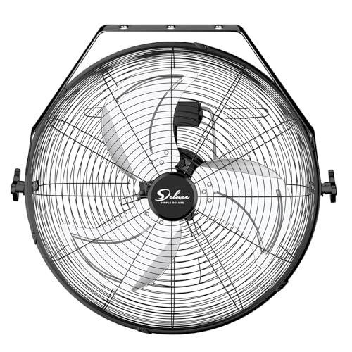Simple Deluxe 18 Inch Industrial Wall Mount Fan, 3 Speed Metal Fan for Warehouse, Greenhouse, Workshop, Patio, Factory and Basement, Black - size: 18 Inch