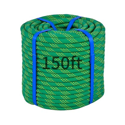 150Ft 1/2 Inch Heavy Duty Climbing Rope - for Tree Swing, Pulling, Outdoor & Gym Use (Green) - size: 150ft-Green