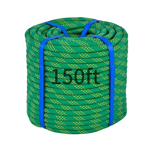 150Ft 1/2 Inch Heavy Duty Climbing Rope - for Tree Swing, Pulling, Outdoor & Gym Use (Green) - size: 150ft-Green