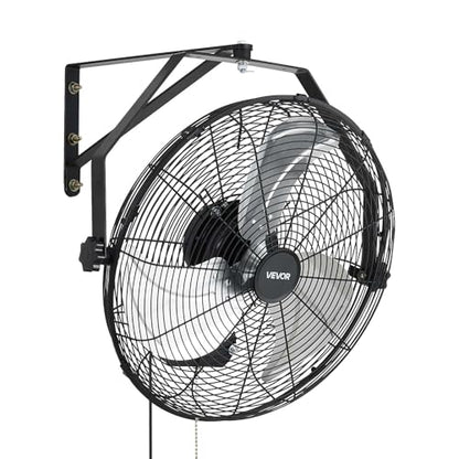 VEVOR Wall Mount Fan, 18 in Wall Mounted Hanging Fan with IP44-rated Protection, 3-Speed, Long Airflow Distance, Adjustable Rotation Angle, Powerful for Industry, Commercial, Garage, Workshop - size: 18In-Waterproof