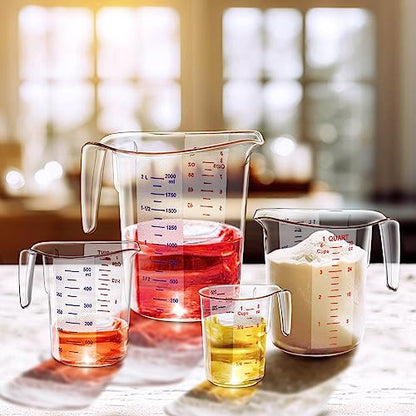 Amazing Abby - Melissa - Plastic Measuring Cups (5-Piece Set), Food-Grade Measuring Jugs, 1/2/4/8/16-Cup Capacity, Unbreakable, Stackable, Dishwasher-Safe, Great for Oil, Vinegar, Flour, and More - style: 5-Piece Set (1/2/4/8/16-Cup)