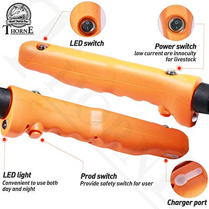 Cattle Prod, Waterproof Cattle Prod Stick with LED Light, Livestock Prod for Modern Livestock Management, X Series - style: 33.8''