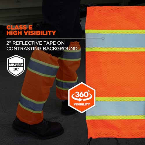 Ergodyne Unisex Glowear 8009 Hi-vis Two-tone Mesh Leg Gaiters - Class E - color: Orange
