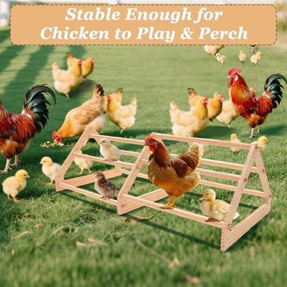 Chicken Perch, Natural Wood Chicken Roosting Perch, Hand-Polished Chick Roosting Bar, Sturdy Solid Wood Stand Fits Birds' Gripping Instinct, Durable Poultry Accessories (Large, Extra-Long Triangle) - size: Extra-long Triangle