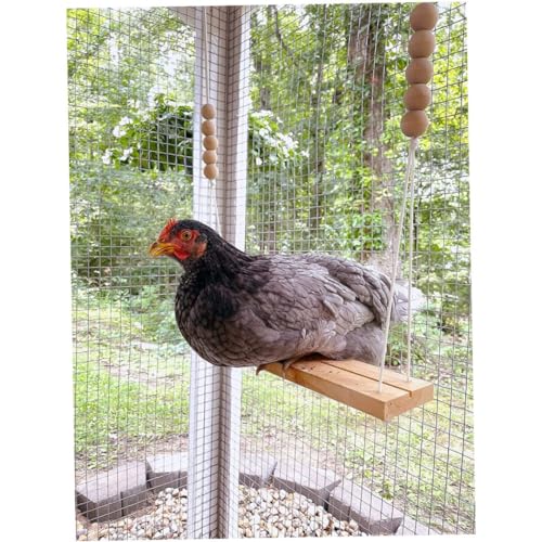Chicken Swing Toy for Coop Safe Wooden Accessories Large Perch Ladder for Poultry Run Rooster Hens Chicks Pet Parrots Stress Relief for Birds Swings