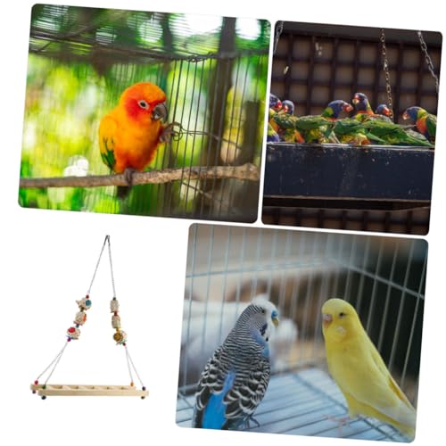 BESPORTBLE Wooden Chicken Swing Ladder Hanging Bird Toy for Parrots Chickens and Small Birds Adjustable Climbing Stand Natural Wood Design for PET Training and Play