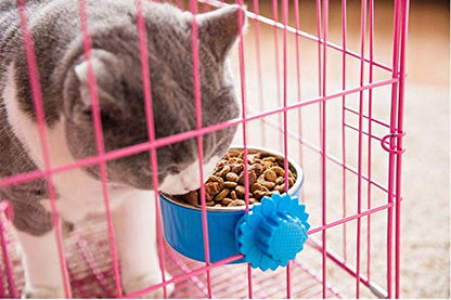 DEVILMAYCARE Pet Feeder Dog Bowl Stainless Steel Food Hanging Bowl Crates Cages Dog Parrot Bird Pet Drink Water Bowl Dish Accessory (S: 4.5''x2'', Blue) - color: Blue, size: S:4.5''x2''