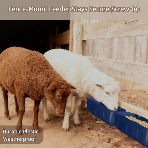 Chicken Feeder Waterer,Hanging Goat Feeders,Feed Trough 3.5 Quart 6 Pack,Hanging Fence Feed Trough for Poultry Livestock,Blue - color: Blue, size: 3.5 Quart (6 Pack)