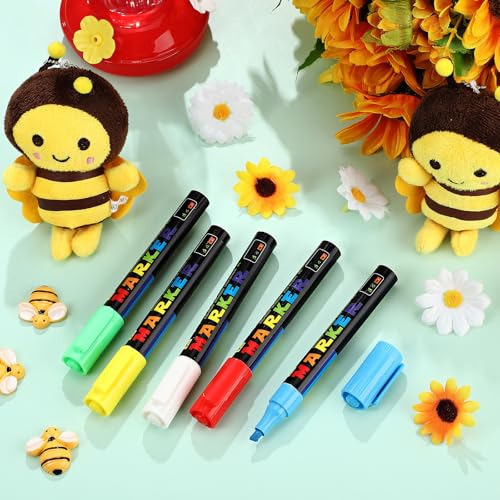 Dunzoom 5 Pcs Queen Bee Marking Pen 5 Color Bee Queen Marker Pens Water Based Paint Markers Beekeeper Marking Tools Supplies for Bees Safely