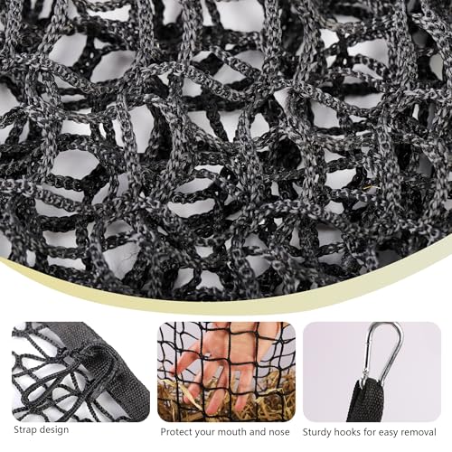 2 Pcs Slow Feed hay nets for Horses Large Capacity Hanging hay Bags 31 x 28 Inch Horse hay Feeder Suitable for All Day Feeding of Horses Goats Sheep Donkey and Trailer,Black