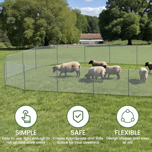 DoCred Non Electric Fence Netting, 40in x 164ft Movable Livestock Nets | Portable Chicken Mesh for Ducks, Goats, Sheep, Dog, Reusable Nylon Animal Barrier Fencing for Backyards, Farms Ranches - size: 40in x 164ft(Nylon)