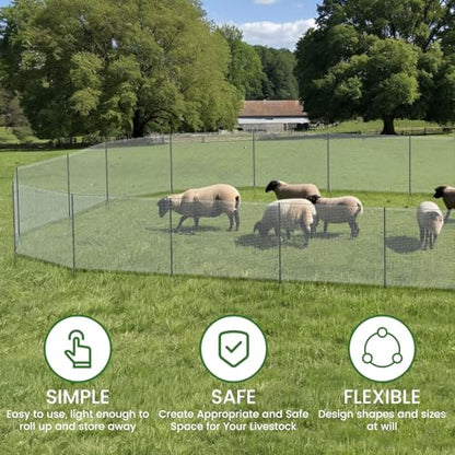 DoCred Non Electric Fence Netting, 40in x 164ft Movable Livestock Nets | Portable Chicken Mesh for Ducks, Goats, Sheep, Dog, Reusable Nylon Animal Barrier Fencing for Backyards, Farms Ranches - size: 40in x 164ft(Nylon)