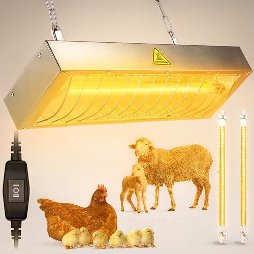 Chicken Coop Heater for Winter, Heat Lamp for Chickens 600W, Chicken Heater for Coop with 2 Heating Settings, for Poultry, Dogs, Pets, Birds, Animals - color: 1 Pack, size: Large