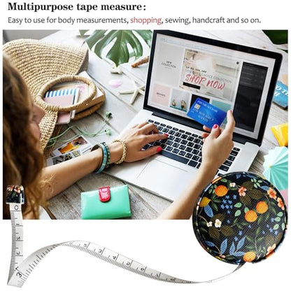 Tape Measure Measuring Tape for Body Tailor Cloth Fabric Sewing Knitting Craft Weight Loss Measurements Retractable 60-inch 1.5 Meter Push Button Dual Sided Tape Measure - color: Black AAA