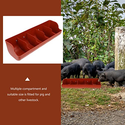 2pcs Pig Feed Trough Farm Sheep Water Bowls Plastic Fence Livestock Feeder Pig Feeder Animal Chicken Chicken Playpen Compartment Manger Porous Pp Tray - color: Brown 2pcs, size: 54x16cm