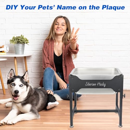 YUEPET 3 Gallon Elevated Dog Water Bowl for Large Extra Large Dogs Stainless Steel Dog Bowl with 4 Heights Adjustable Metal Anti-Slip Stand Pet Food Bowl for Joint Pressure Relief Indoor Outdoor Use - size: 3 Gallon