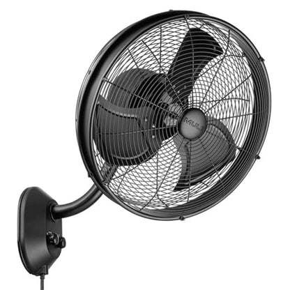 MULE Outdoor KWIK Install Wall Mount Oscillating Wet Rated Fan, Strong Airflow, 3 Speeds, 300 Degree Oscillation, 8 Foot Corded Electric, Matte Black