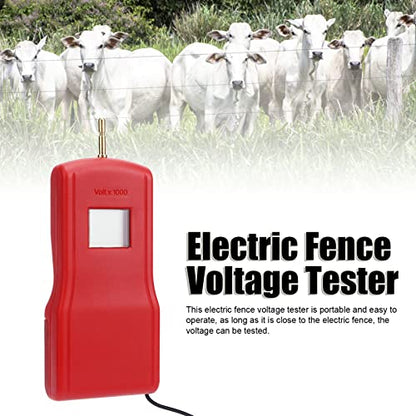 Digital Electrical Fence Voltage Tester, 15KV LCD Electric Fence Voltage Tester Portable Electric Fence Digital Voltmeter for Livestock Farms Gardening Tools (Red)