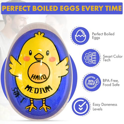 Iconikal 2-Pack Chick Egg Timer Color Changing Boiling Timer Soft, Medium, Hard, BPA Free - color: Blue Chick