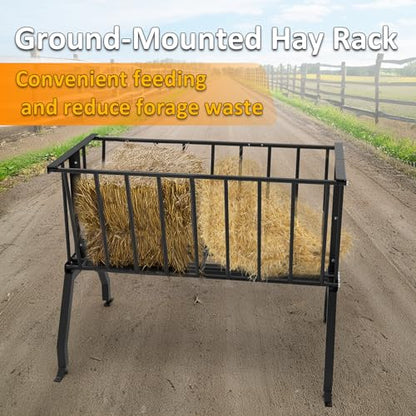 Hay Feeder Goat，55 Gallon Livestock Feeders, Pasture Feeder for Feeding Goats, Sheep and Ponies, for Farms, Sheep Sheds，Stable，Floor Model Hay Feeder for Goats，Black