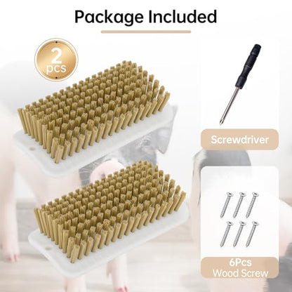 2Pcs Pig Enrichment Toys, Mini Pig Self Cleaning Brushes with Anti Slip Grip & Dual Hanging Holes, Encourages Natural Behavior and Reduces Boredom, Easy Install for Pens, Barns, Yards, Stalls