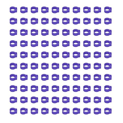 Omabeta 100PCS Reusable 8mm Pigeons Identification Leg Rings for Easy Dovecot Management and Marking, Lightweight Plastic Bands for Poultry Supplies (Purple) - color: Purple