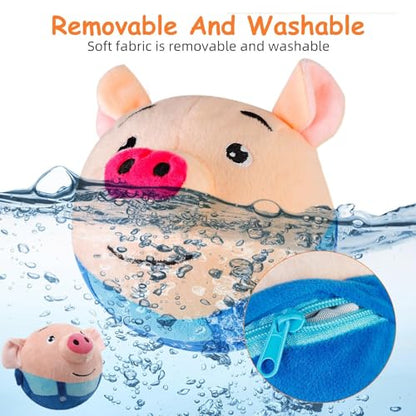 Active Moving Pet Plush Toy, Interactive Dog Toys Pet Bouncing Balls, USB Rechargeable Interactive Washable Cartoon Pig Plush Sound Electronic Dog Toy, Small Cute Squeaky Pig Dog Toy (Red) - color: Red