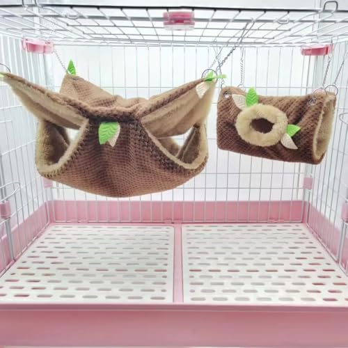 EAEDMY Ferret Rat Hammock Tunnel Toys Cage Accessories, Guinea Pig Hideout, Warm Bed for Rat Ferret Guinea Pig Sleep Hide and Play (2.Hammock&Hole Tunnel) - color: 2.Hammock&hole tunnel