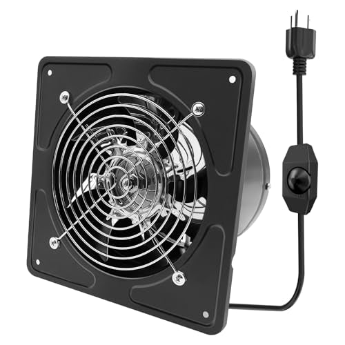 8 Inch Exhaust Fan,530CFM Kitchen Exhaust Fan with Speed Controller,110V 80W Wall Mounted Vent Fans with Damper for Shop, Smoking Room, Industrial Ventilation Use (8-inch Black) - color: 8-inch Black