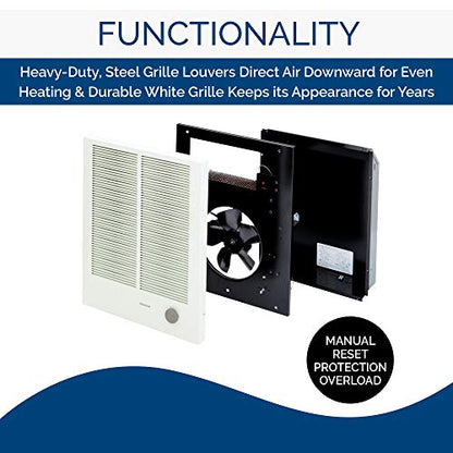 Broan-NuTone, White 198 High Capacity Wall Heater, Painted Grille, 4000/2000 Watt 240 VAC, 2000/4000 - style: 4000/2000 Watt