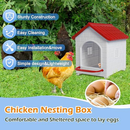 Nesting Boxes for Chicken, Plastic Compartment Chicken Nesting Boxes Coop for Laying Eggs for Hens, Ducks and Poultry - color: Red