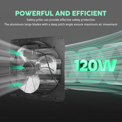 YOZON 20" Shutter Exhaust Fan with Speed Controller, Wall Mounted Wall Exhaust Fan, Automatic Shutter, High Speed, 3200CFM, Vent Fan for Garage, Greenhouse, Shed, Warehouse and Workshop - Black - size: 20 INCH Black