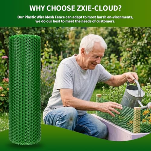 Plastic Chicken Wire Mesh Fence,Plastic Chicken Wire Roll 16in x 33ft,Garden Netting Fencing Barrier for Poultry, Animals, Pets and Balcony(Green) - color: Green, size: 16INx33FT