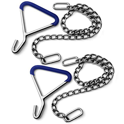 Durable OB Handle Apparatus with 2 Handle Puller Hooks and 2 Chains - Stainless Steel for Cow, Goat, and Cattle Delivery Instruments on Dairy Farms, 45 Inch - size: 45 Inch